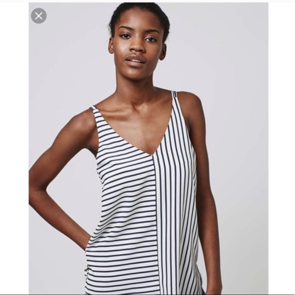 Topshop blue and white cami